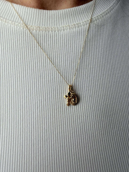 18k Gold Filled Mini Double Sided Lady of Grace Medal Pendant