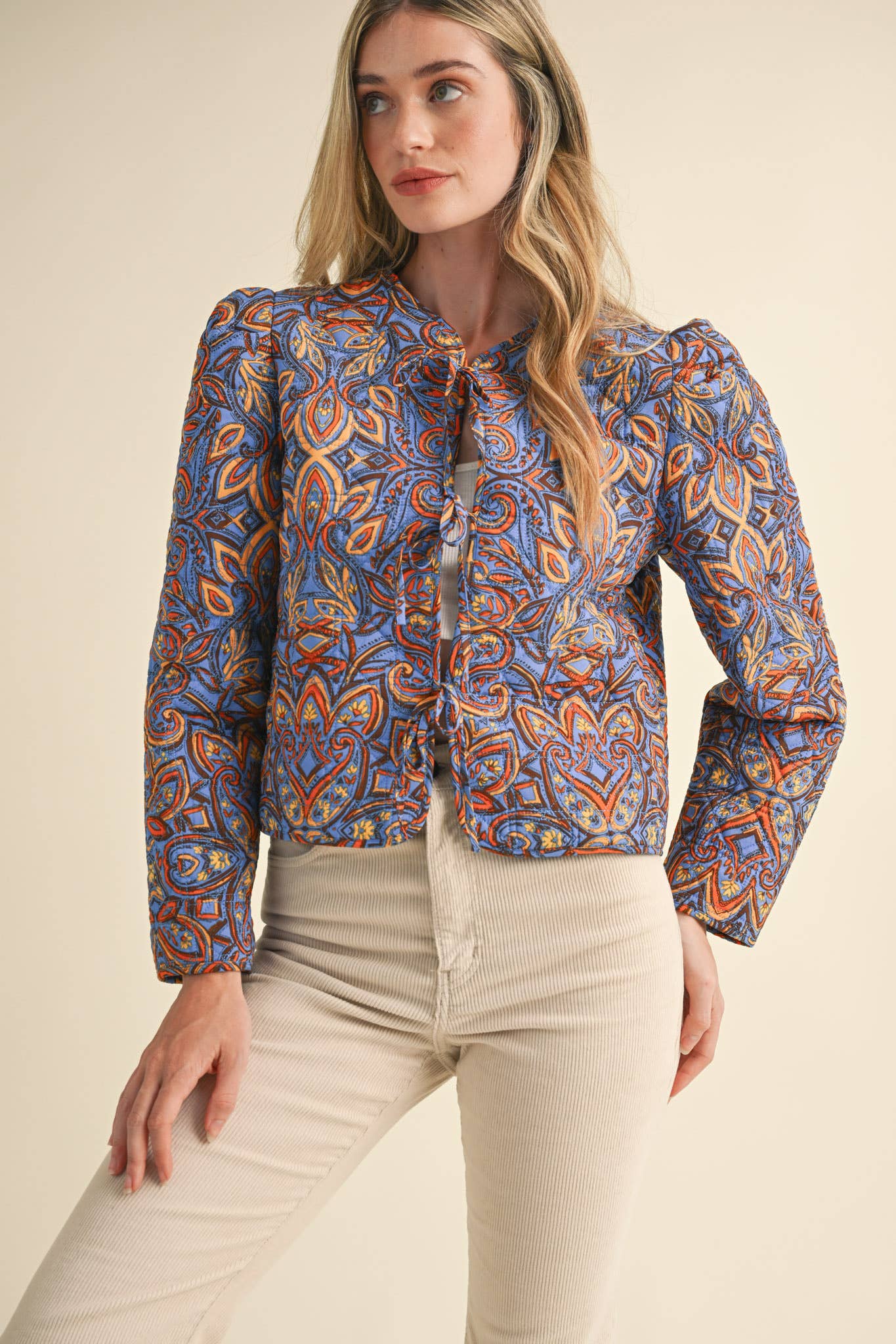 EXCLUSIVE PRINT QUILTED PAISLEY PRINT JACKET