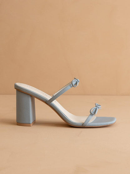 The Wendy | Blue Double Strap Bow Heels: BLUE