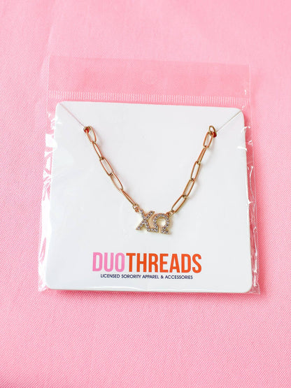 Rhinestone Sorority Necklace: PHI MU