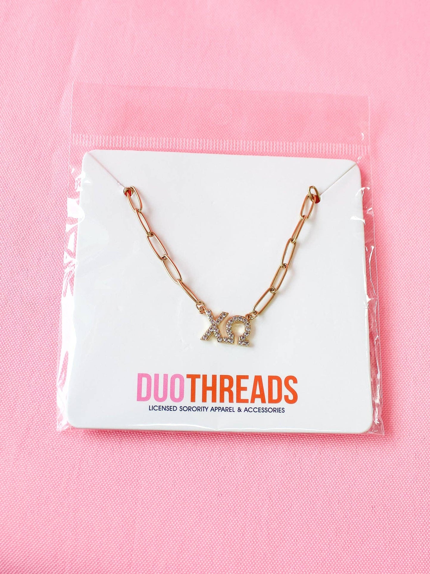 Rhinestone Sorority Necklace: ALPHA OMICRON PI