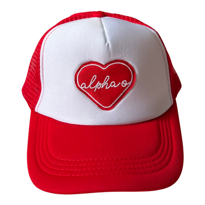 Sorority Whole Lotta Love Heart Trucker Hat: CHI OMEGA