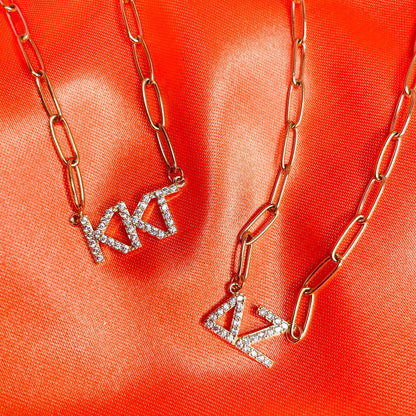 Rhinestone Sorority Necklace: ALPHA OMICRON PI