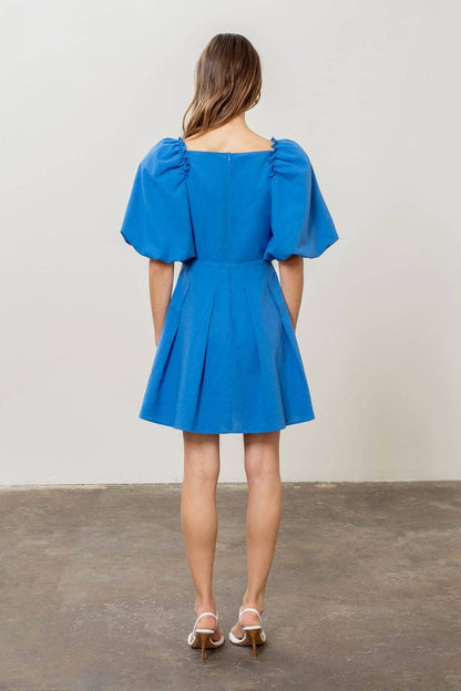 Moon River PUFF SLEEVE MINI DRESS