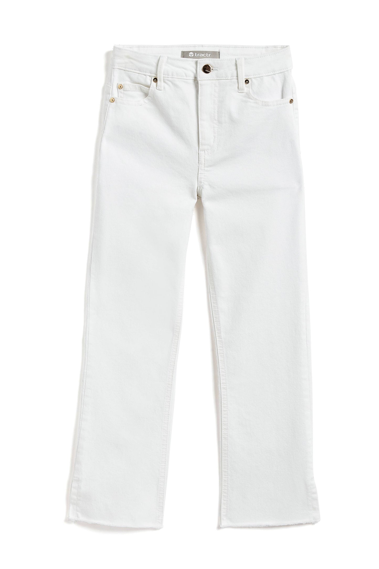 Tractr GIRLS-High Rise Crop Flare Jeans / WHITE