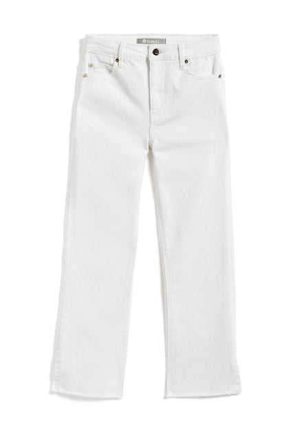 Tractr GIRLS-High Rise Crop Flare Jeans / WHITE