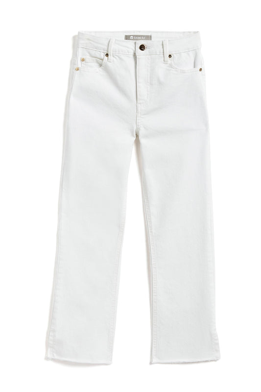 Tractr GIRLS-High Rise Crop Flare Jeans / WHITE