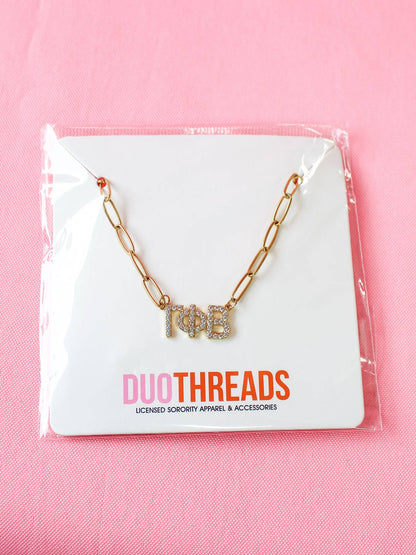 Rhinestone Sorority Necklace: PHI MU
