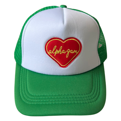 Sorority Whole Lotta Love Heart Trucker Hat: ALPHA GAMMA DELTA