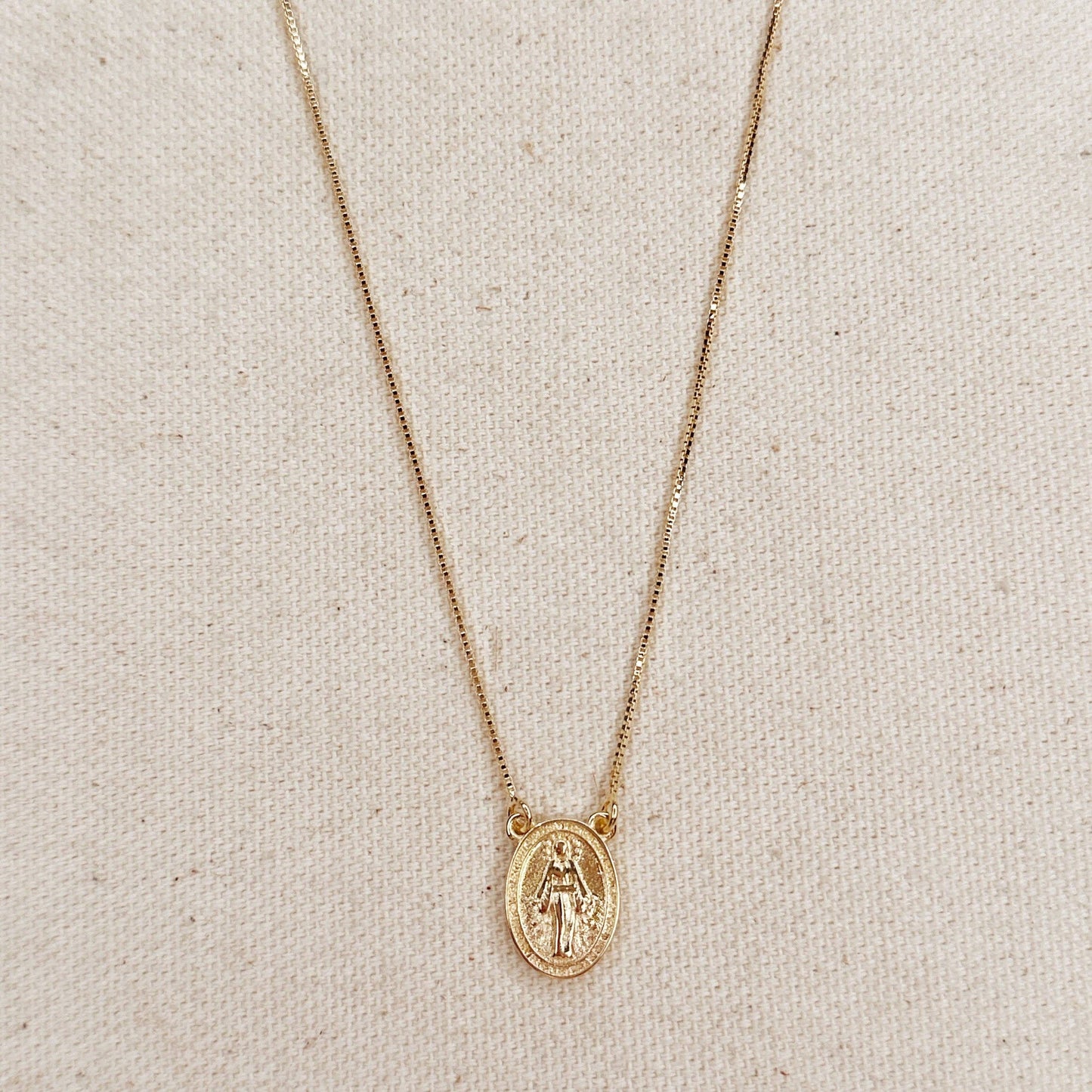 Mary Lady of Grace Double Sided Medal Necklace