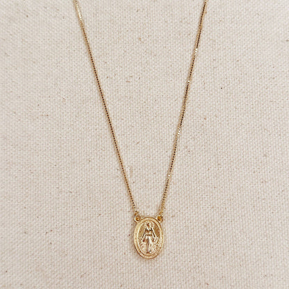 Mary Lady of Grace Double Sided Medal Necklace