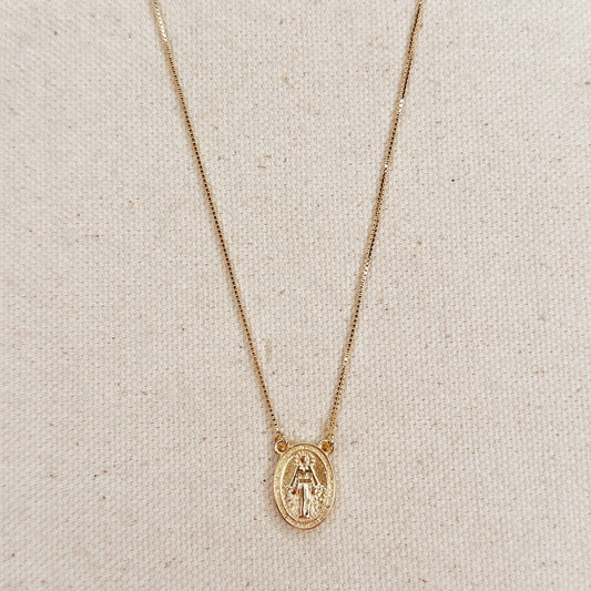 Mary Lady of Grace Double Sided Medal Necklace
