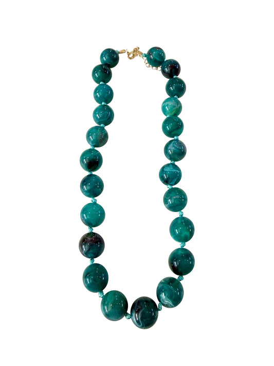 Mabry Chunky Beaded Necklace- Teal
