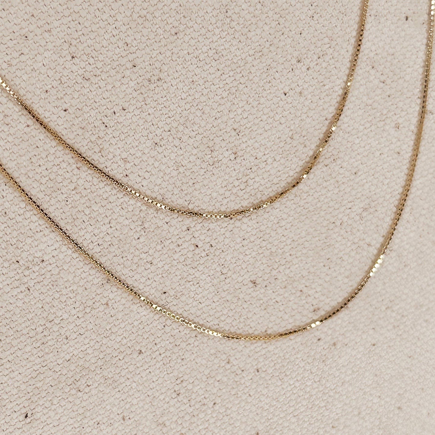18k Gold Filled Box Chain Very Thin 0.5mm Jewelry Components - 16in