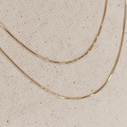18k Gold Filled Box Chain Very Thin 0.5mm Jewelry Components - 16in