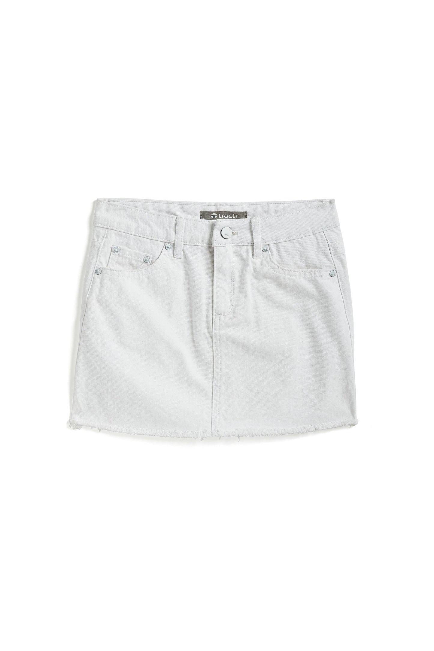 Tractr Girls - mini fray hem skirt / white