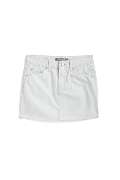 Tractr Girls - mini fray hem skirt / white