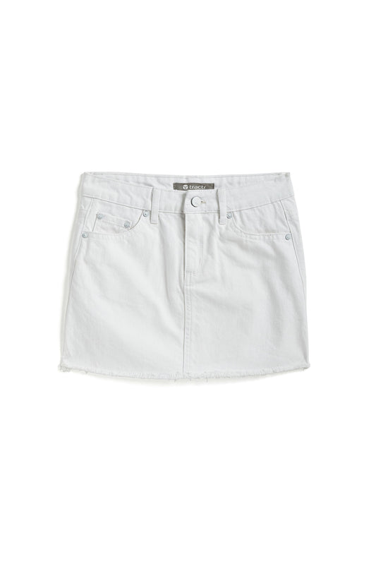 Tractr Girls - mini fray hem skirt / white