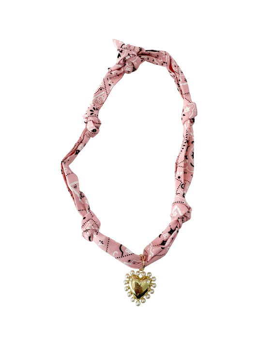 Bandana Scarf Necklace Solid Pink -(scarf only)