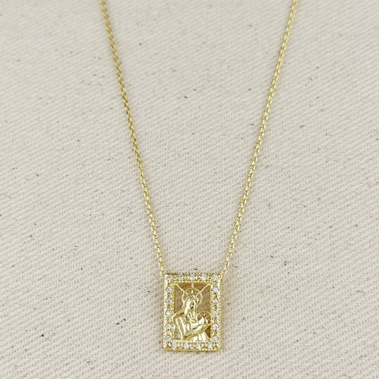 18k Gold Filled Madonna and Child Necklace