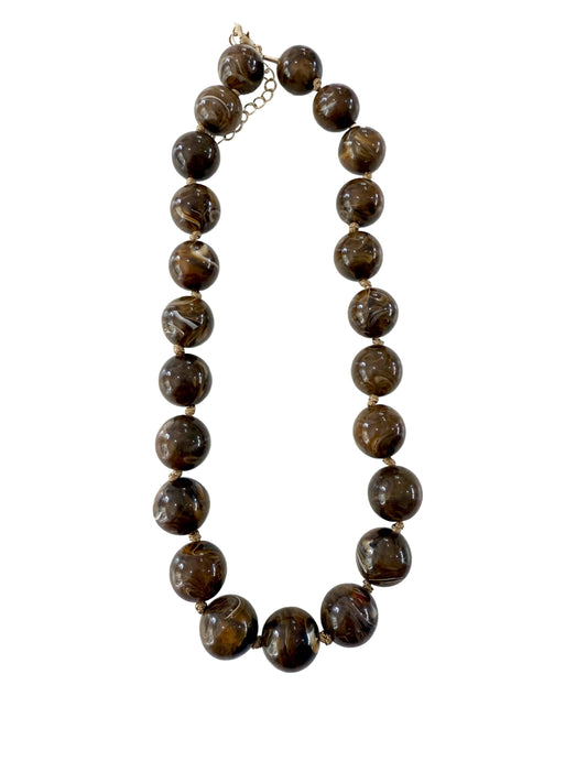 Mabry Chunky Beaded Necklace- Brown