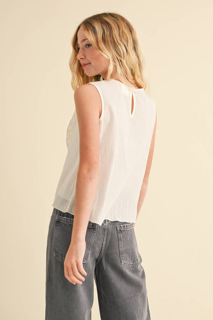 heart and arrow - TWEEN GIRLS KIDS SLEEVELESS COTTON TULIP TOP