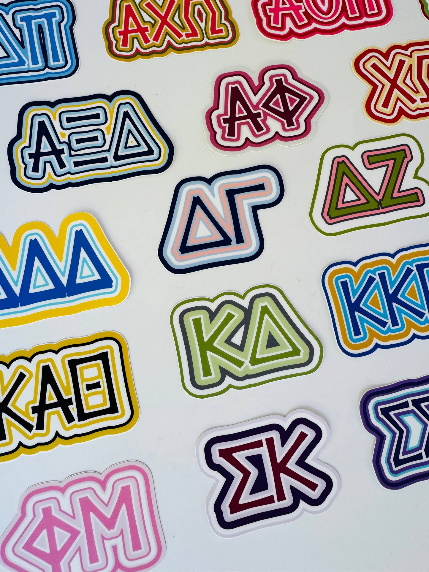 Sorority Greek Letters Colorful Vinyl Decal : Alpha Omicron Pi