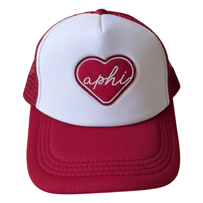 Sorority Whole Lotta Love Heart Trucker Hat: CHI OMEGA