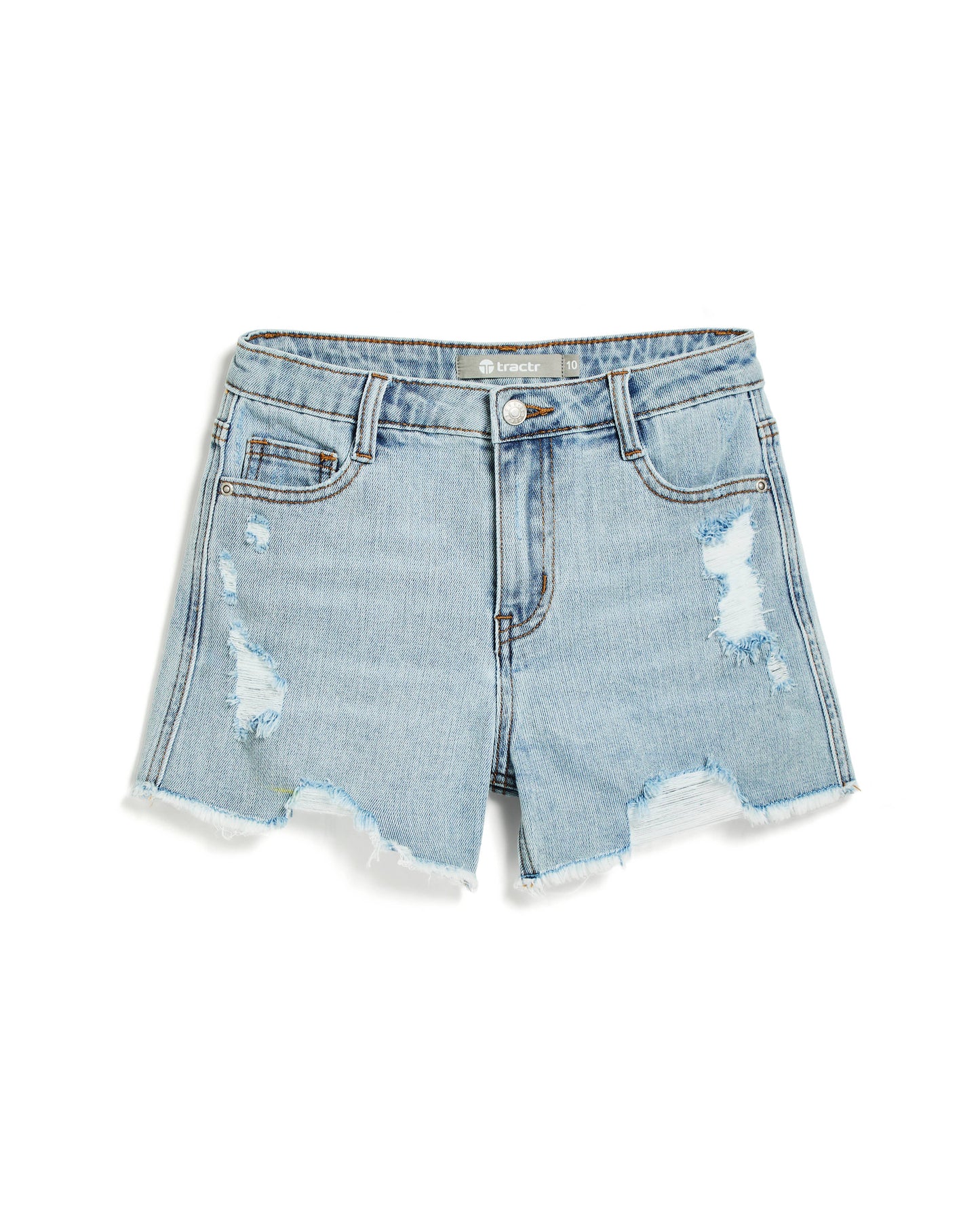 Tractr Girls-Weekender short with deconstruction / medium indigo