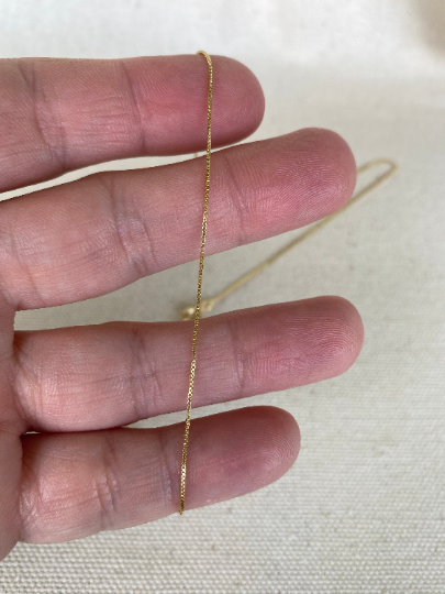18k Gold Filled Box Chain Very Thin 0.5mm Jewelry Components - 16in
