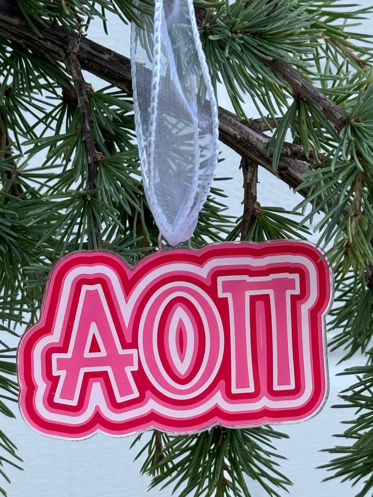 Sorority Acrylic Christmas Ornament: Alpha Omicron Pi