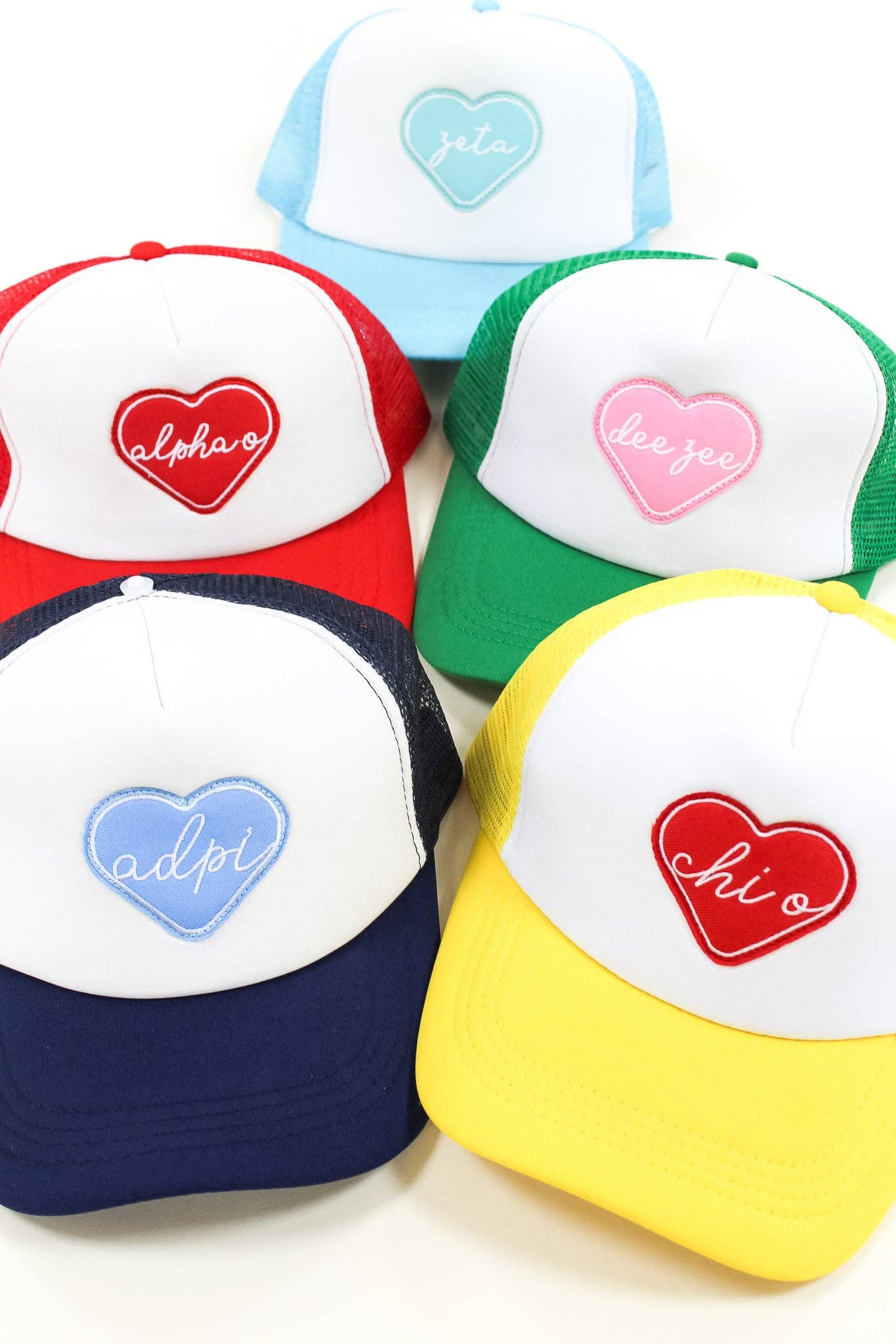 Sorority Whole Lotta Love Heart Trucker Hat: ALPHA GAMMA DELTA
