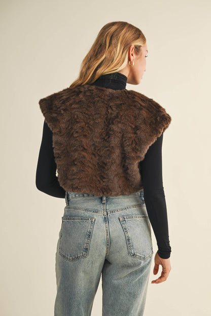 WAVY FAUX FUR BOLERO VEST