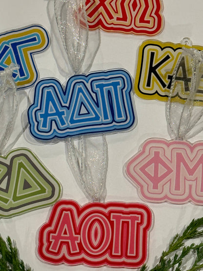 Sorority Acrylic Christmas Ornament: Phi Mu