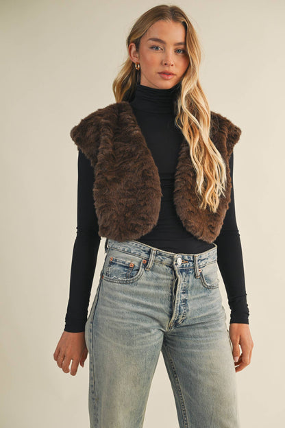 WAVY FAUX FUR BOLERO VEST