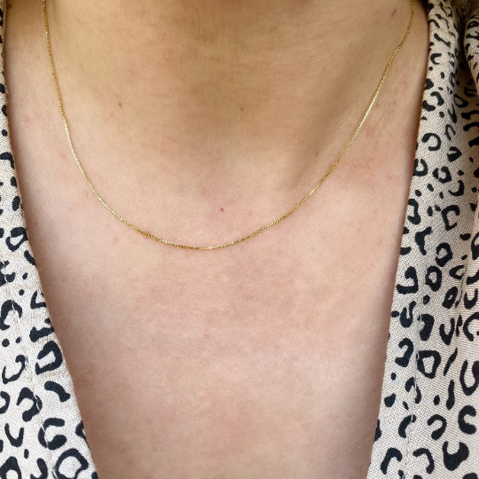 18k Gold Filled Box Chain Very Thin 0.5mm Jewelry Components - 16in