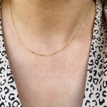 18k Gold Filled Box Chain Very Thin 0.5mm Jewelry Components - 16in