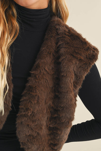 WAVY FAUX FUR BOLERO VEST