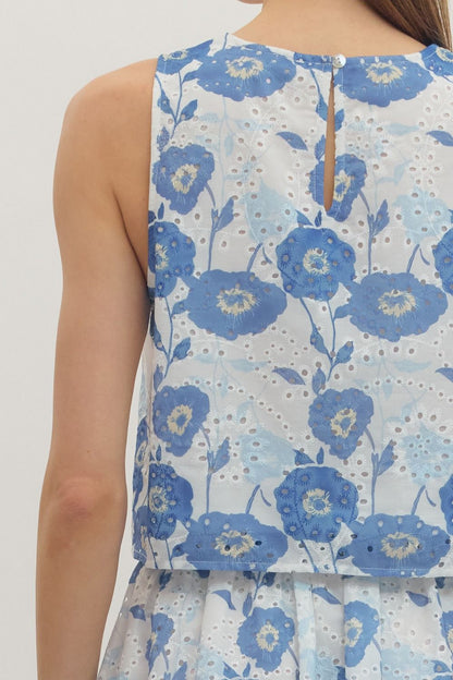 Entro Floral print sleeveless crop top