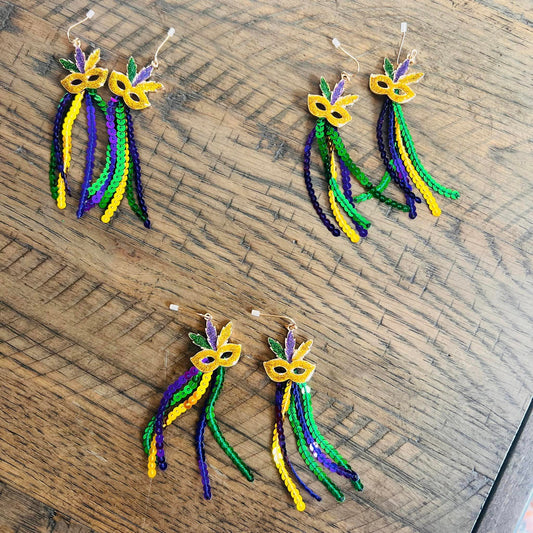 Mardi Gras Sequin Dangle earrings