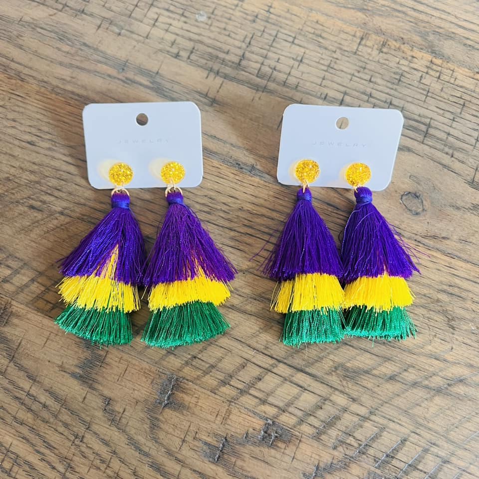 Mardi Gras Tassel Earrings