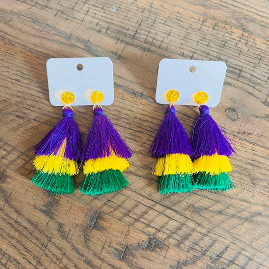 Mardi Gras Tassel Earrings