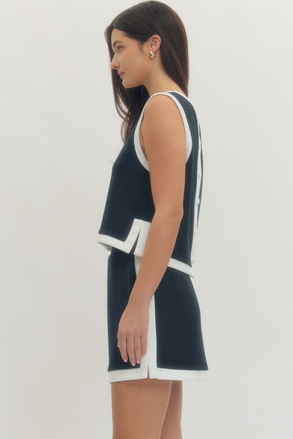 Entro Knit Skirt Set: NAVY