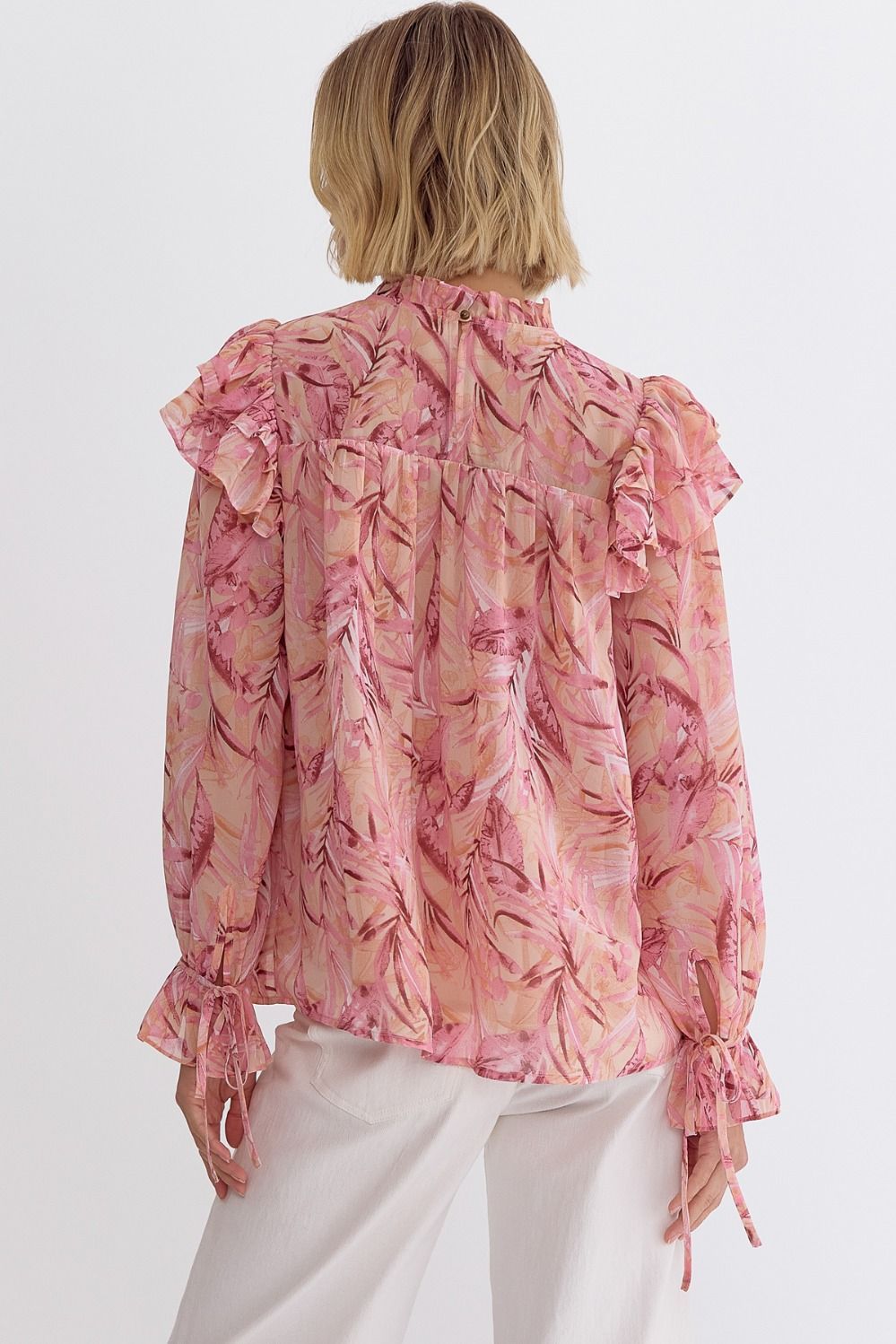 Entro Mock Neck Flounce Blouse