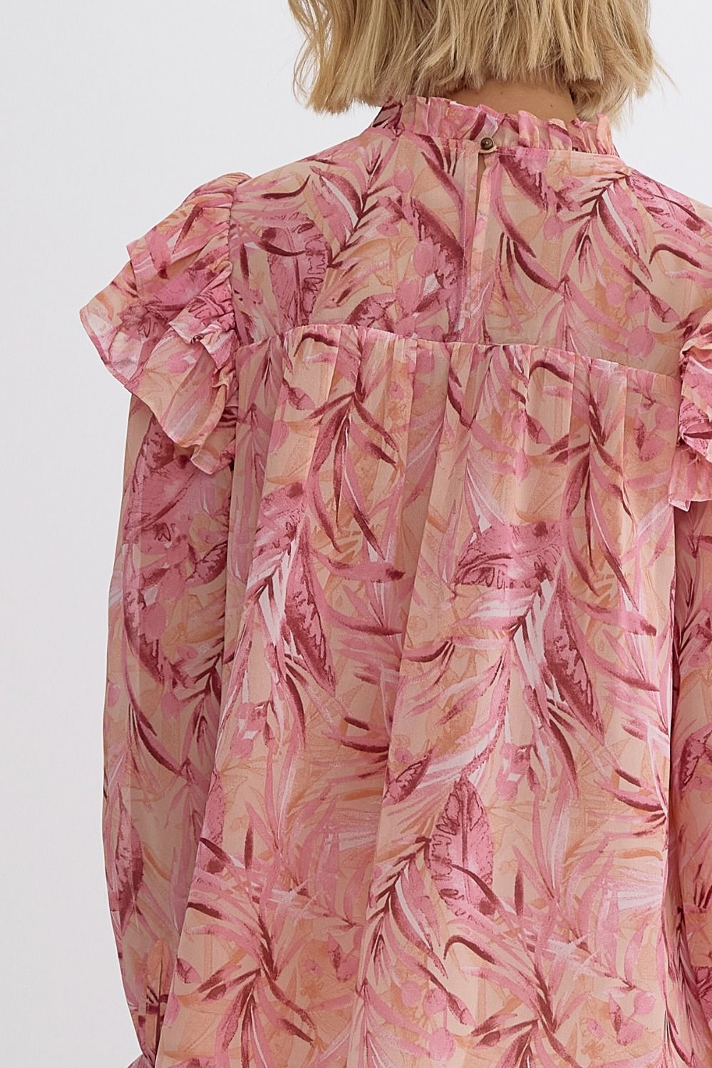 Entro Mock Neck Flounce Blouse