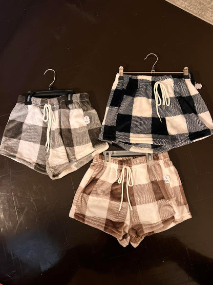 Plaid Fuzzy Shorts