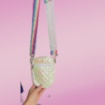 White iridescent purse