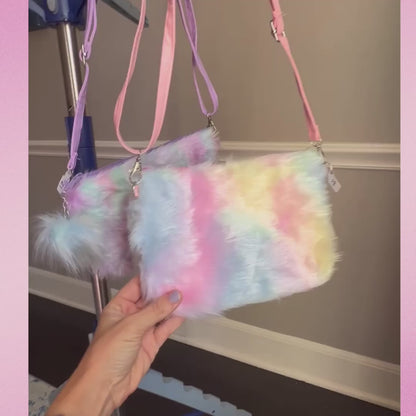 Fuzzy tie dye purse