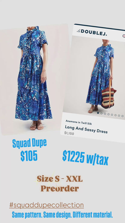The Celie blue floral dupe dress